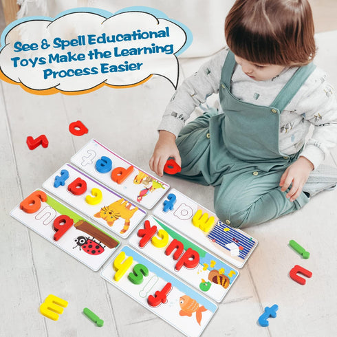 Learning Educational Toys and Gift for 3 4 5 6 Years Old Boys & Girls - See & Spell Matching Letter Game for Preschool Kids Learning Resources - S...