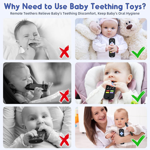 Teething Relief Teethers Toys for Babies 3-6 12 Months Gifts, Silicone Remote Control Baby Teether Bath Toys for 3 6 9 Months Newborn Infant Boy G...