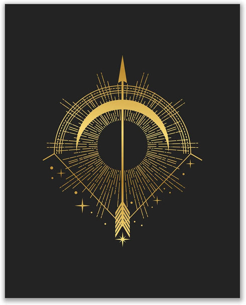 Occult Gold and Black Prints - Set of 6 (8x10) Glossy Wall Art Decor Alchemy - Witch -Third Eye - Planets...