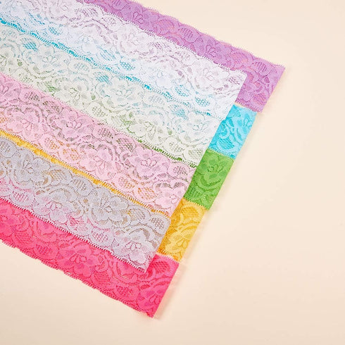 BENECREAT 20 Yards 2 Inch Elastic Lace Fabric Stretch Floral Pattern Trim Ribbon for Headbands Garters Wedding Bouquet Making - 20 Colors, 1 Yard ...