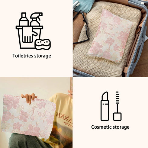LYDZTION Pink Flower Makeup Bag Cosmetic Bag for Women,Large Capacity Canvas Makeup Bags Travel Toiletry Bag Accessories Organizer...