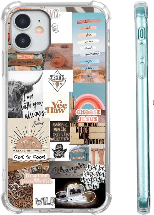 Jesus and Cowboy Case for iPhone 11,Christian Quotes and Western Collage Case for for Men Women,Trendy TPU Bumper Case for iPhone 11...