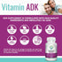 ADK Vitamin Supplement 5000 IU - High Potency Vitamins A, D3, and K2 for Bone Health and Calcium Absorption | Gluten-Free Vitamin ADK Supplement, ...