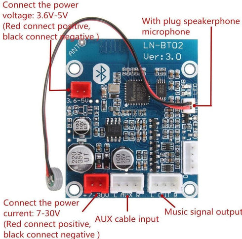 1Pcs Bluetooth 4.0 Audio Receiver Board Stereo Sound Module for Car Phone LN-BT02...