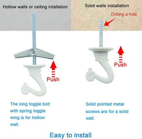38mm/1.5" Ceiling Hooks - Heavy Duty Swag Hook with Steel Screws Bolts and Toggle Wings for Hanging Plants Ceiling Installation Cavity Wall Fixing...