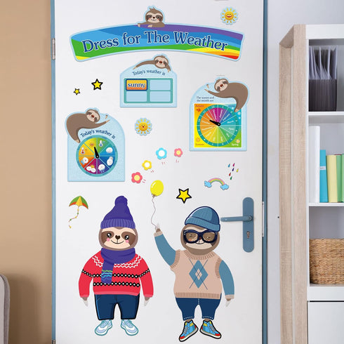 103 Pieces Weather Chart Bulletin Board Set for Classroom Dress Weather Chart for Preschool Decoration Seasonal Bulletin Board Cutout Set for 100t...