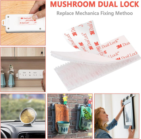 Dual Lock Fastener,2in x 4in 4pcs Reclosable Interlocking Tape Heavy Duty Adhesive Hook Lock Sticky Back Mushroom Mounting Tape,White Color,for In...