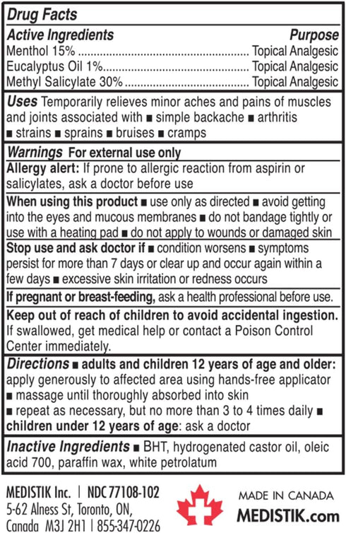Extra Strength Pain Relief Stick. Long Lasting Topical Pain Reliever for Backache, Muscle & Joint Pain, 58g...