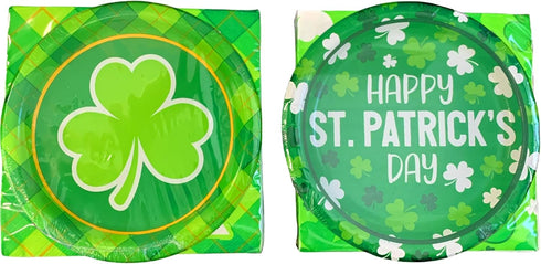 St Patrick's Day Paper Plates an Napkins | Bulk Dinnerware | Disposable Dessert Plates | Print tableware | Print napkins | Party supplies | Clover...