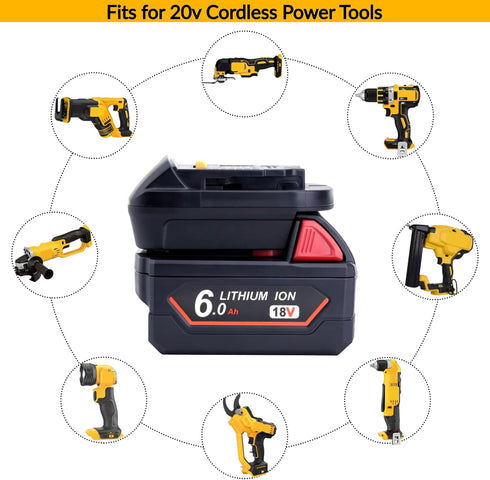 Battery Adapter Compatible with Dewalt 20v Max Tools, Convert for Milwaukee M18 18V Battery to Replacement for Dewalt 20v Battery to 20v Cordless ...