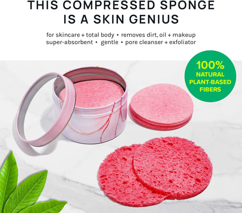 AOA Studio 100-Count Compressed Facial Sponges 100% Natural Cosmetic Spa Sponges for Facial Cleansing, Exfoliating Mask, Remove for Makeup, Dead S...