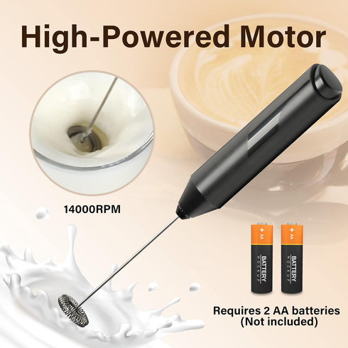 YSSOA Electric Milk Frother Handheld with Stainless Steel Stand Battery Operated Whisk Drink Mixer for Coffee, Frappe, Latte, Matcha, Hot Chocolat...