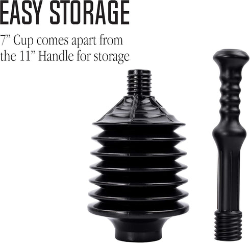 JS Jackson Supplies Professional Bellows Accordion Toilet Plunger, High Pressure Thrust Plunge Removes Heavy Duty Clogs from Clogged Bathroom Toil...
