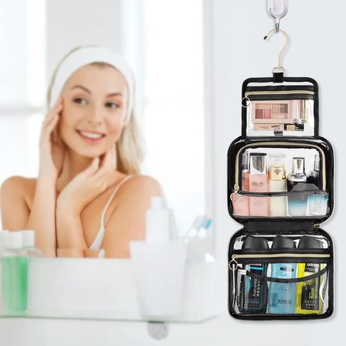 CUBETASTIC Clear Toiletry Bag, Transparent Travel Makeup Bag Small Hanging Travel Bag Portable Cute Cosmetic Organizer Waterproof Make Up Case......