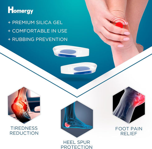 Heel Cups for Achilles Tendonitis & Plantar Fasciitis - 2 Pack Gel Shoe Inserts for Heel Pain Relief, Arch Support, for Women & Men...