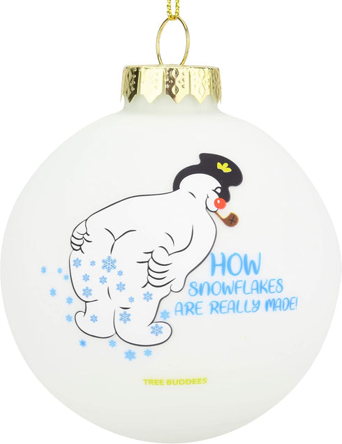 Tree Buddees Funny Snowman Farting - How Snowflakes are Really Made! Glass Bulb Ornament...