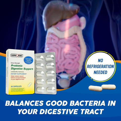 GeriCare Probiotic Digestive Support | Extra Strength 20 Billion CFU Lactobacillus Rhamnosus R-11 Daily Probiotic | Keeps Your Digestive System Ba...