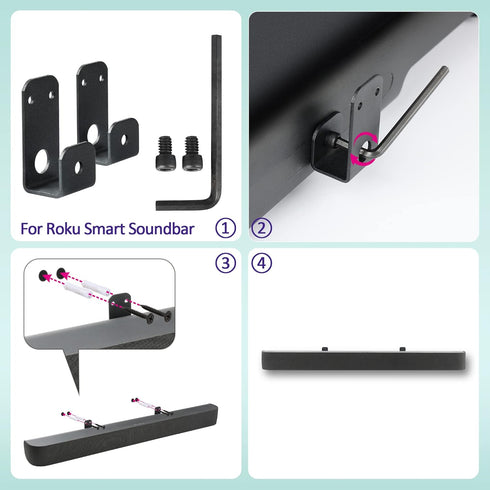 Soundbar Wall Mount Holder - Wall Mount Bracket for Roku Streambar,Roku Smart Soundbar, Mounted Beside or Under TV,Wall Mount Shelf for Roku, with...