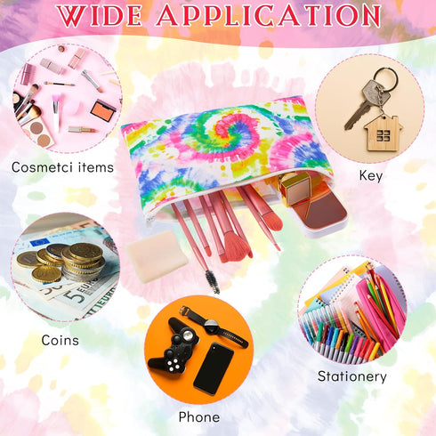 Hillban 18 Pcs Tie Dye Makeup Bags Rainbow Cosmetic Bag with Zipper Tie Dye Travel Toiletry Pouch for Retro 70s 80s Party Accessories Goodie Bags ...