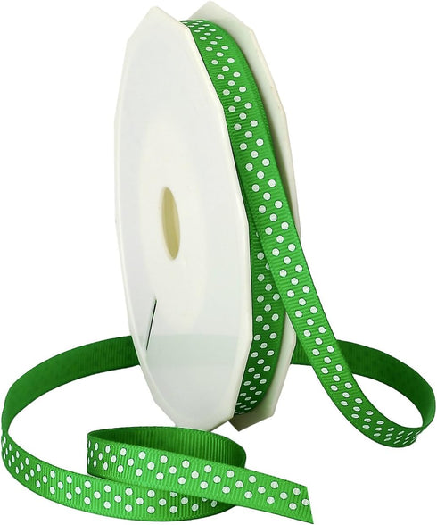 Morex Ribbon Swiss Dot Polyester Grosgrain Ribbon, 3/8-Inch by 20-Yard Spool, Emerald...