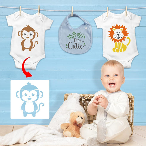 35 Pieces Baby Shower Stencils for Painting, Cute Onesie Stencils Baby Theme Painting Templates Reusable Baby Shower Stencils for Onesies Bibs Bod...