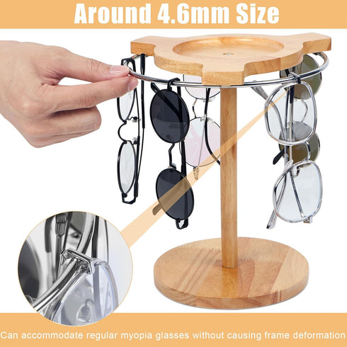 Sunglasses Organizer Glasses Holder Stand with 360 Rotating Display Eyeglasses Rack Wood Base for up to 12 Pairs of Eyewear for Table Dresser Desk...