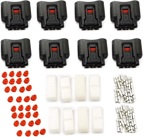 8Pcs Ignition Coil 4 Pin Plug Connector Denso waterproof black socket #90980-11885/7283-7449 Compatible with To-yota Le-xus Camry Yaris...