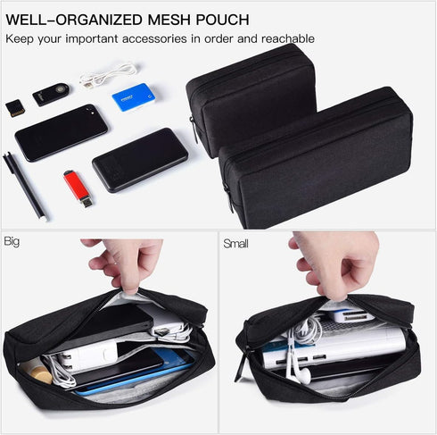 imComor Universal Electronics Accessories Case, 2-Pack Portable Soft Carrying Case Bag Wire Cable Organizer for Hard Drive, Power Adapter, Laptop ...