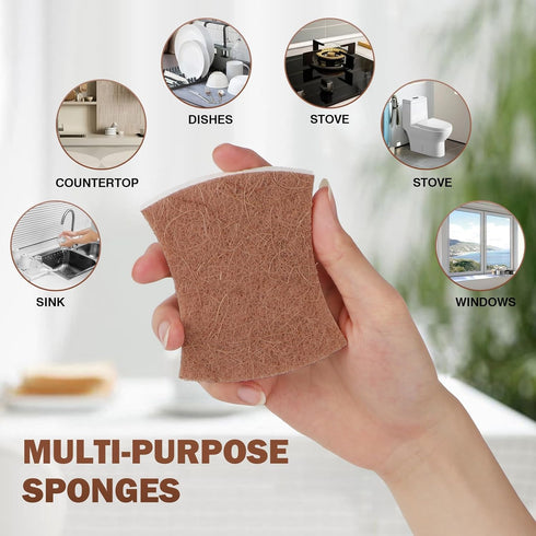 Orighty Non-Scratch Scrub Sponge, 24-Pack, Biodegradable Cellulose Kitchen Scrubber Sponges, Ideal for Kitchen Cleaning, Non-Stick Cookware, Washi...