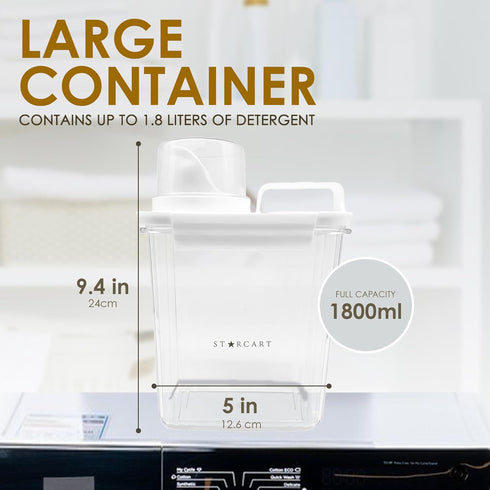 STARCART Laundry Detergent Dispenser (1pk): Mess-Free, Airtight 68oz/2000ml Transparent Dispenser for Laundry Room Organization and Storage...