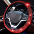 Valleycomfy Steering Wheel Cover for Women Bling Bling Crystal Diamond Sparkling Car SUV Wheel Protector Universal Fit 15 Inch (Black with Red Dia...