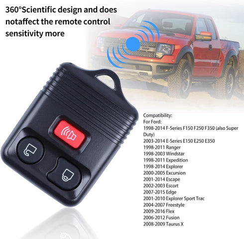 Remote Control Key Fob Replacement Compatible for 1998-2016 Ford F150 F250 F350 Escape Expedition Explorer Mazda (CWTWB1U212 CWTWB1U331 CWTWB1U345...