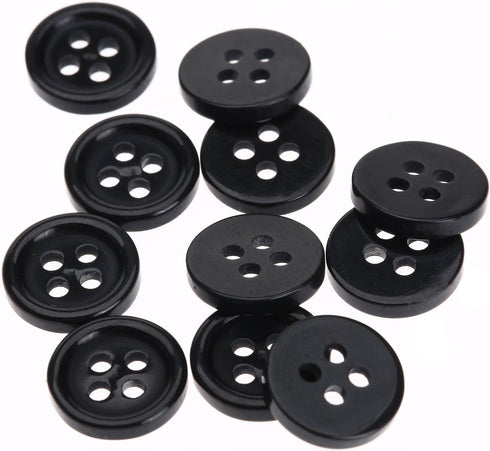 Dophee 100Pcs Wholesale 10mm Black Round Resin 4 Holes Clothes Sewing Buttons DIY Use...