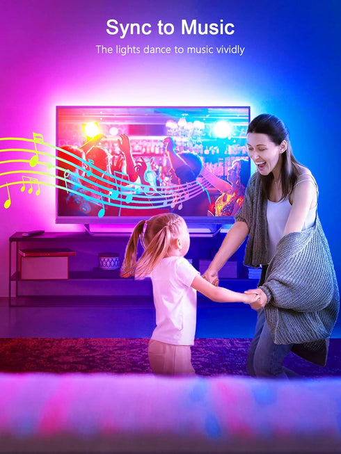 TV Backlights, 13.1FT LED Lights for 32-65 Inch TV, RGB TV LED Lights Behind, Music Sync Bluetooth APP and Remote Control TV LED Strip Lights USB ...