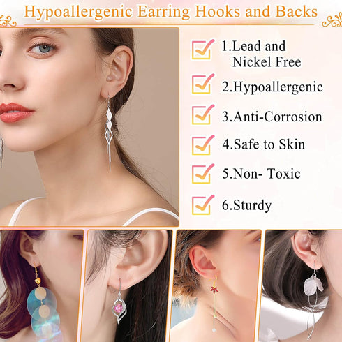 Hypoallergenic Earring Making Kit, modacraft 2000Pcs Earring Making Supplies Kit with Hypoallergenic Hooks, Earring Findings, Backs, Pins Jump Rin...