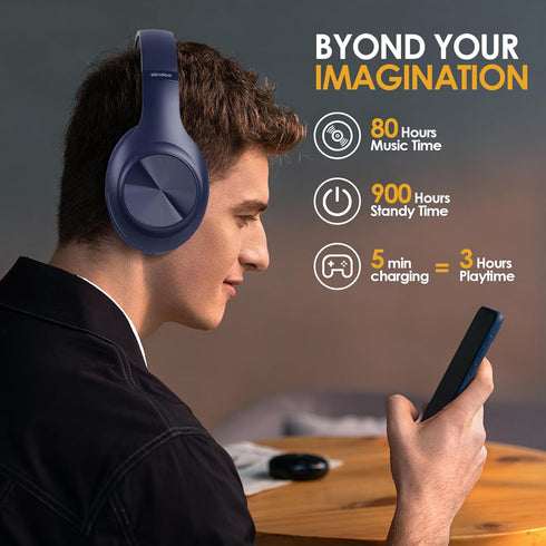 JH-923 Wireless Headphones Over Ear, 65H Playtime, 3EQ Sound Modes, Hi-Res Audio with Deep Bass Microphone,Foldable Lightweight Bluetooth Headphon...