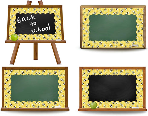 Whaline 32.8Ft Summer Bee Bulletin Board Border Yellow Bee Honeycomb Die Cut Trim Border Roll for Summer Bee Day Home Party Supplies...