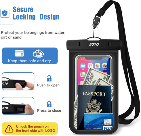 JOTO 6 Pack Universal Waterproof Phone Holder Pouch, IPX8 Underwater Case Cell Phone Dry Bag for iPhone 14 13 12 11 Pro Max Plus XS XR X 8 7, Gala...