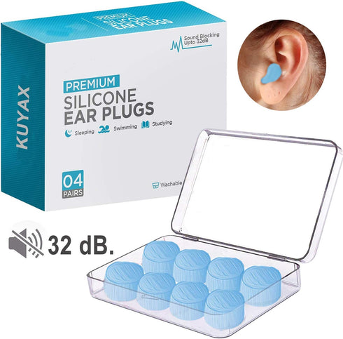 Ear Plugs for Sleeping, Reusable Silicone Moldable Noise Cancelling Sound Blocking Reduction Earplugs for Swimming, Snoring, Concerts, Shooting, A...