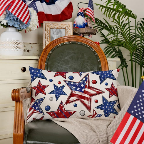 AACORS 4th of July Pillow Covers 12x20 Inch Stars Beads Decor Patriotic America USA Flag Holiday Pillow Case Independence Memorial Day Decorations...