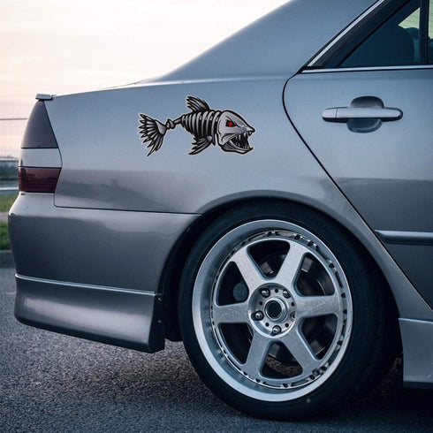 WINOMO 2Pcs 10x5 inch Fish Skeleton Decals Sticker Vinyl Auto Decal Sticker for Kayak Fishing Car...