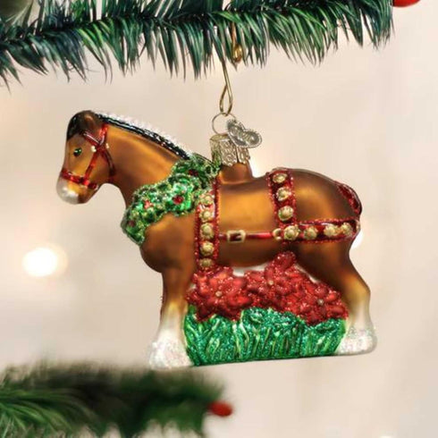 Old World Christmas Ornaments: Holiday Clydesdale Glass Blown Ornaments for Christmas Tree...