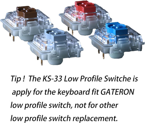 GATERON KS-33 Low Profile 2.0 Silver Switches, 3 Pin Factory Pre-lubed SMD LED for MX Mechanical Keyboard (Silver, 35pcs)...