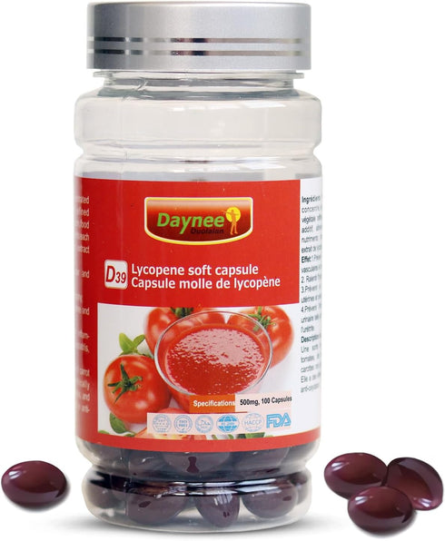 AIHIYO Lycopene Capsule, 100mg Tomato Supplement Extract, Organic Complex Formula, 500mg Per Capsule, 100 Softgel...