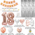 Happy 18th Birthday Decorations for Girls-Complete 18 Party Decor-Rose Gold 18th Birthday Balloons Kit with 40" Giant 18 Number Balloon...
