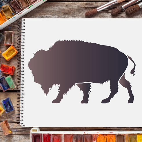 FINGERINSPIRE Layered Buffalo Stencils Template 11.8x11.8inch Plastic Aztec Buffalo Drawing Painting Stencils Aztec Borders Pattern Stencils for P...