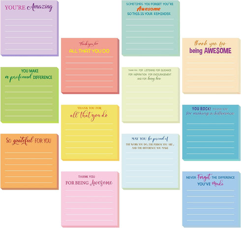 Yinder 24 Pcs Employee Appreciation Sticky Notes Thank You Gifts Bulk End of Year Teacher Gift Mini Pocket Inspirational Notepads for Coworker Gra...