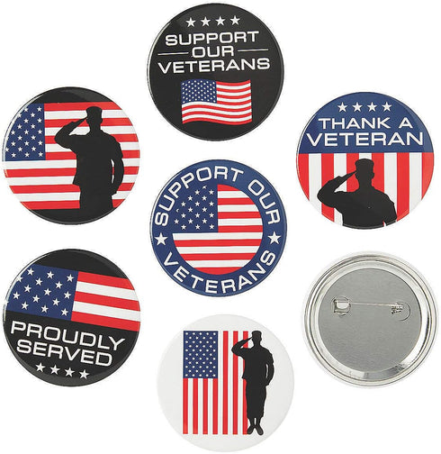 Veteran Support Buttons - 24 Pieces - Event Giveaways and Supples...