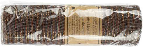MEEDEE Dark Brown Deco Mesh 10 Inch Copper Mesh Ribbon Metallic Chocolate Fabric Mesh Wreath Ribbon for Garland Mailbox Swag Crafts Supplies (30 F...