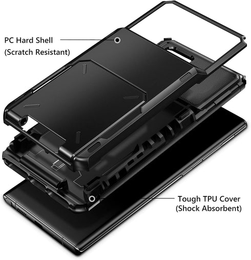 Vofolen for Galaxy Note 20 Ultra Case Card Holder Wallet 4-Card Flip Cover Credit Slot Back Pocket Men Dual Layer Protective Hybrid Hard Shell Bum...